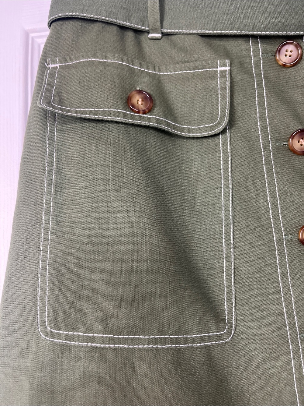 J. Crew Factory Linen Blend Button Up Skirt - Picture 3 of 8
